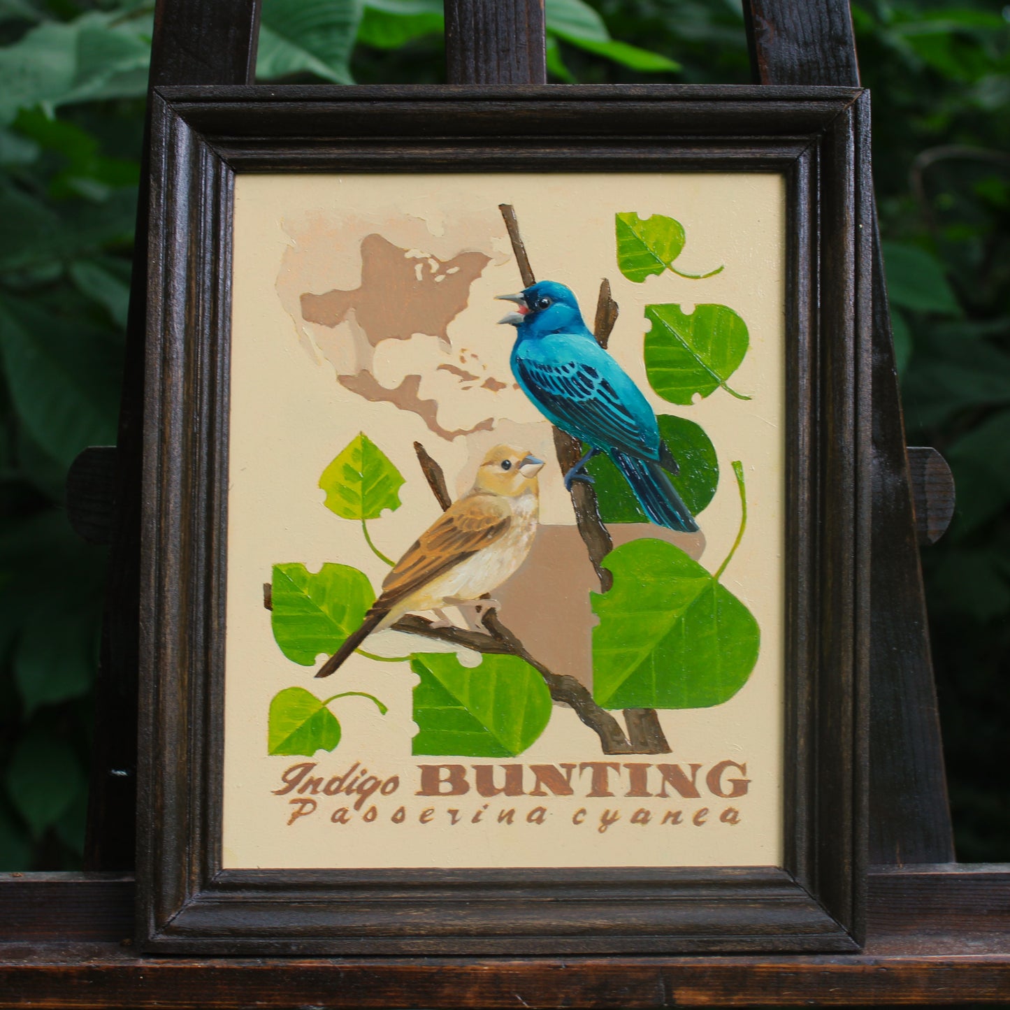 Indigo Bunting Original Oil Painting