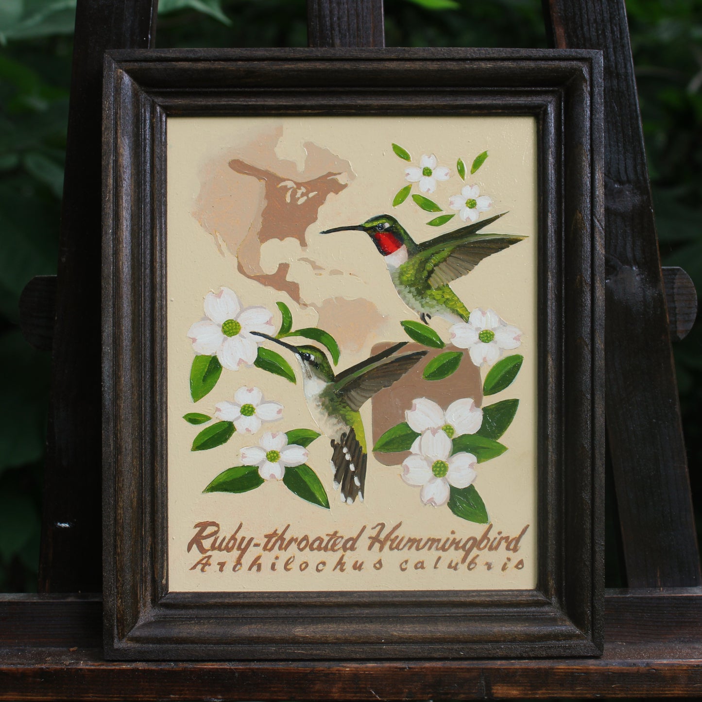 Ruby-throated Hummingbird Original Oil Painting